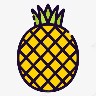 菠萝水果菠萝水果和蔬菜6线形颜色图标