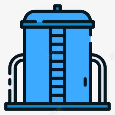 线矢量素材储罐石油工业16线颜色图标