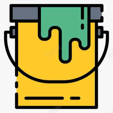 木匠油漆桶木匠25线性颜色图标