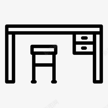 人在写字桌子椅子家具图标