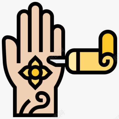 手绘指甲花穆斯林婚礼6线性颜色图标