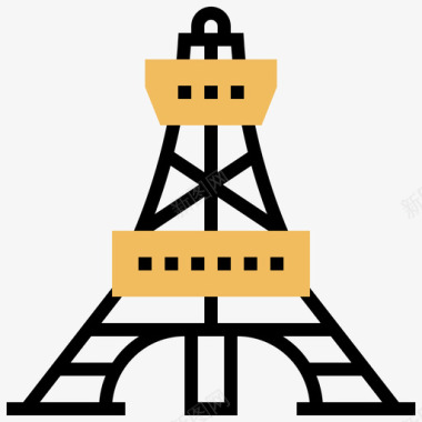 畅游东京东京塔地标54黄影图标