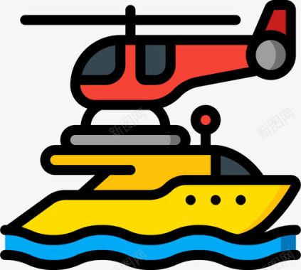游艇奢华生活4线性颜色图标