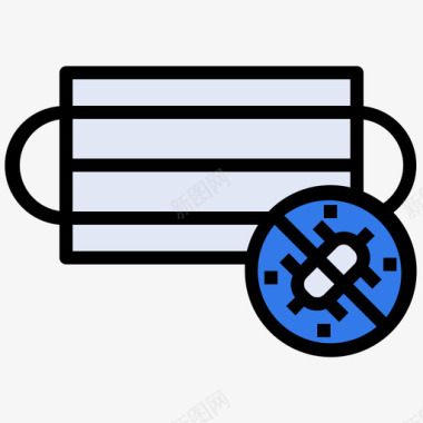 口罩背景医用口罩病毒传播65线性颜色图标