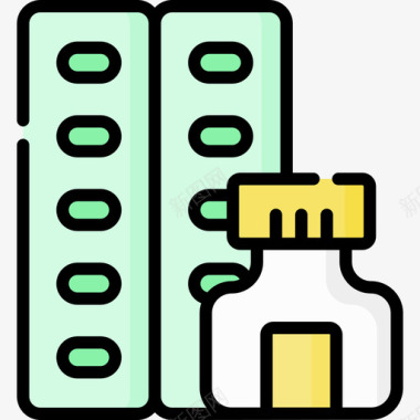 停用药物药物药物56线性颜色图标