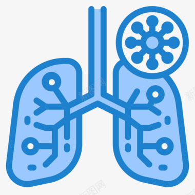 肺肺冠状病毒100蓝色图标