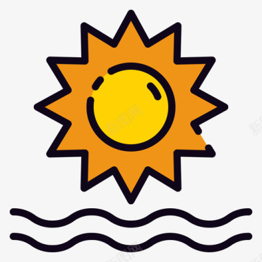 太阳太阳水手43直线颜色图标