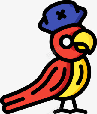 飞翔的鹦鹉鹦鹉海盗生活10线性颜色图标