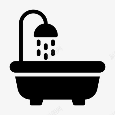 浴缸淋浴水酒店酒店和旅游线路符号图标