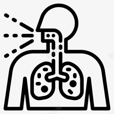 病毒矢量咳嗽冠状病毒96线状图标