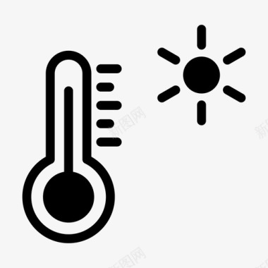 矢量线路太阳温度计天气预报温度图标