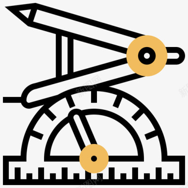 量角器地理47黄色阴影图标