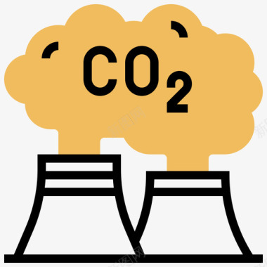 风景变化二氧化碳气候变化58黄色阴影图标