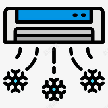 2D办公空调家庭办公室2线性颜色图标