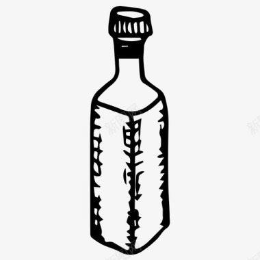 黑白瓶子饮料素描图标