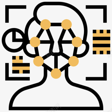 虚拟现实交流学习面部识别虚拟现实118黄色阴影图标