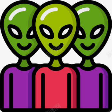 外星人行走外星人超自然活动4线性颜色图标