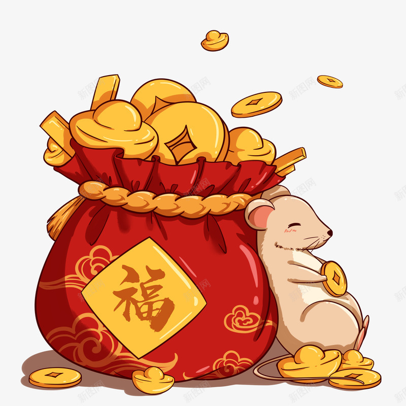 鼠年金币鼠可用喜庆png免抠素材_88icon https://88icon.com 鼠年 金币 可用 喜庆