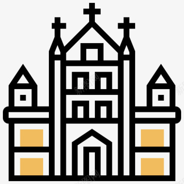 圣布拉沃大教堂地标54黄色阴影图标