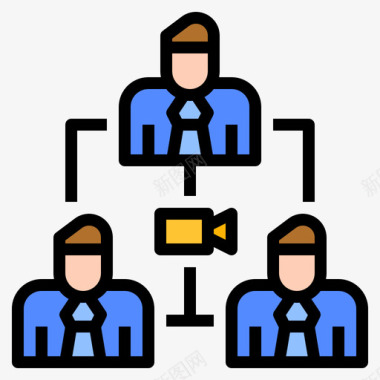 视频会议视频会议在家工作13线性颜色图标