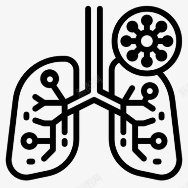 肺肺冠状病毒96线状图标