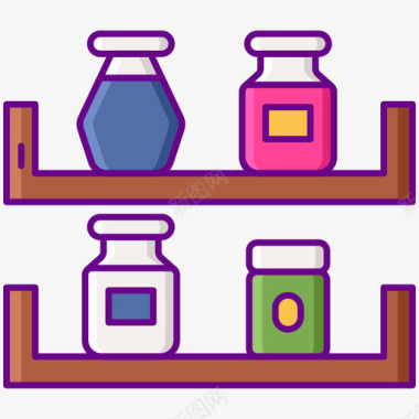 仓储货架厨房货架美食家2线性颜色图标