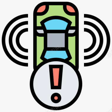 传感器运动传感器自动驾驶车1线性颜色图标