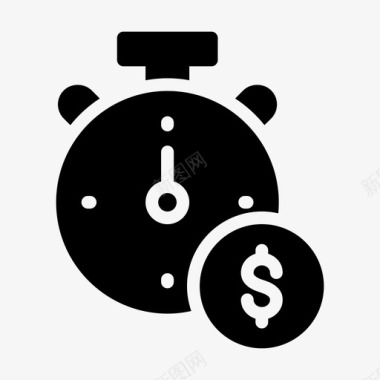 金融时钟秒表美元时钟货币图标
