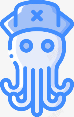 矢量章鱼章鱼海盗生活8蓝色图标