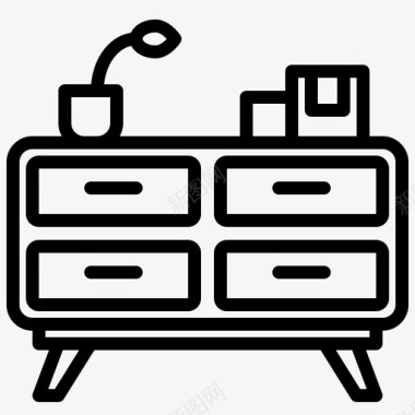 橱柜家具和装饰1线性图标