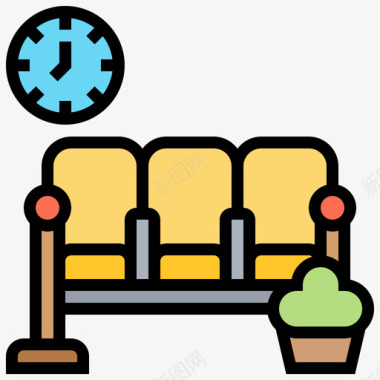 候车候车室53号铁路线性颜色图标