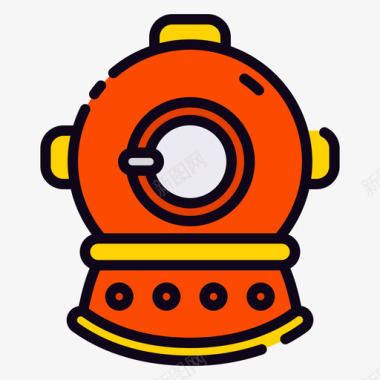 潜水潜水头盔水手43线颜色图标