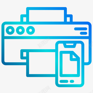 飞机线性图标打印机物联网154线性梯度图标