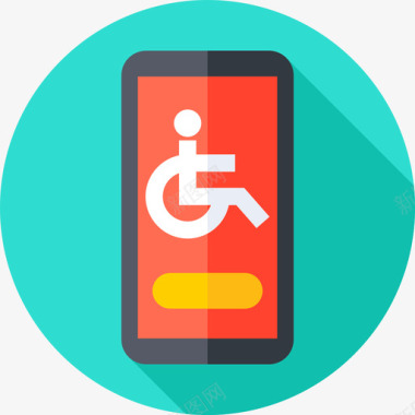 援助之手智能手机残疾人援助16扁平图标