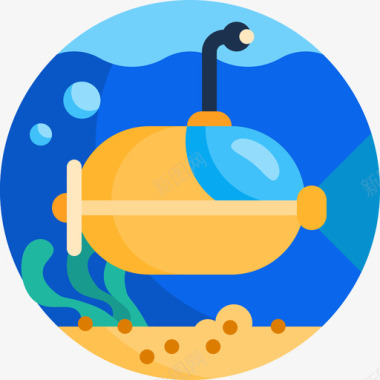海里生物潜艇海洋生物61扁平图标