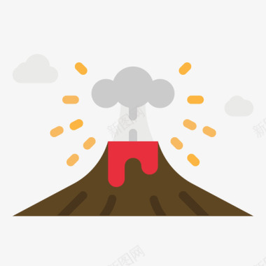 火山素材火山自然灾害47平坦图标