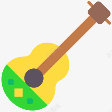 巴西标志原声吉他巴西狂欢节扁平图标