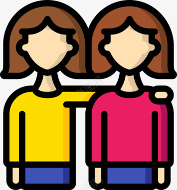 妇女节拥抱妇女节56线性颜色图标