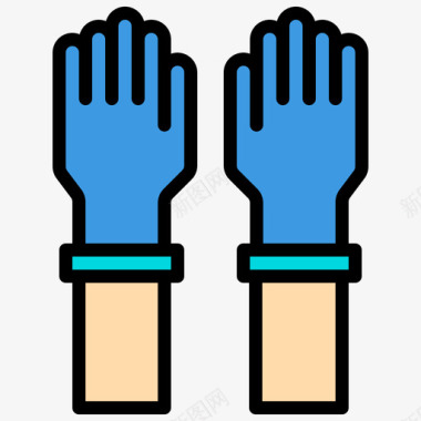 皮革手套手套病毒123线状颜色图标