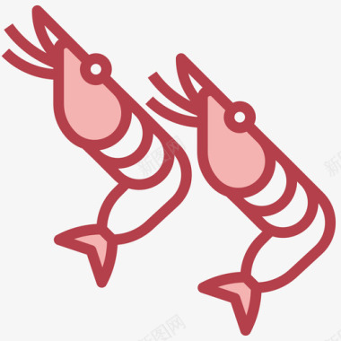 虾海鲜24红色图标