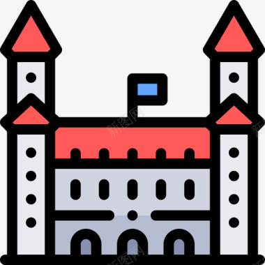布拉迪斯拉发城堡欧洲10线性颜色图标