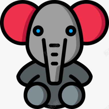 大象软玩具4线性颜色图标