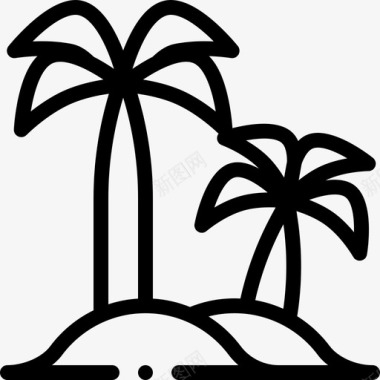 棕榈树夏威夷34线状图标