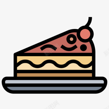 芝士蛋糕烘焙店156线性颜色图标