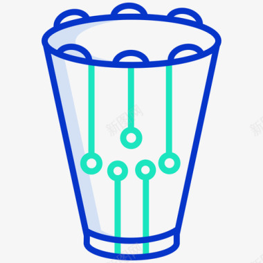 鼓者圈套鼓乐器52轮廓颜色图标