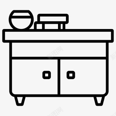 小桌子带储藏室的桌子家具图标