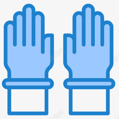 冰蓝色手套手套冠状病毒125蓝色图标