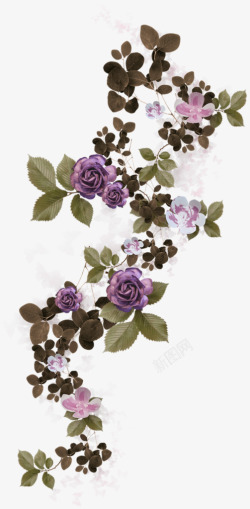 紫色花朵装饰边框元素素材