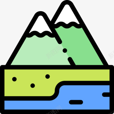 阿尔卑斯山阿尔卑斯山欧洲10线性颜色图标