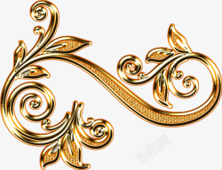 金色古典欧式花纹艺术立体浮雕边素材